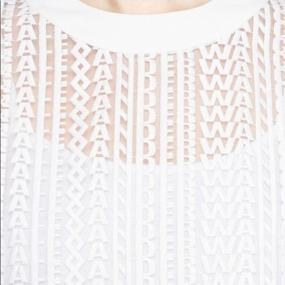 Alexander Wang White Sheer Name Logo Guipure Lace Embroidery Cropped Blouse - Picture 10 of 12